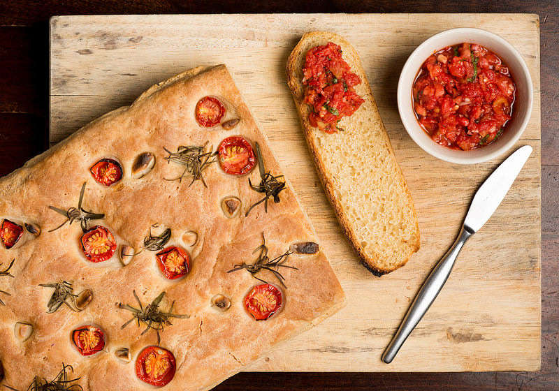 Bruchetta with toasted foccacia